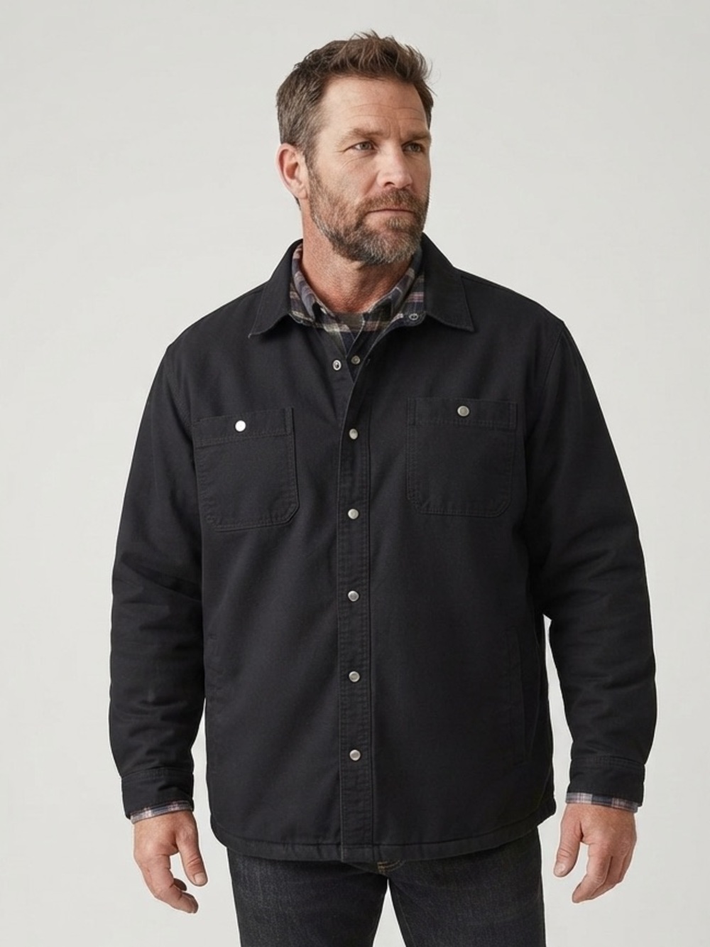 DULUTH TRADING CO. Snap-Front Shirt Jacket XXL Black $75 Retail